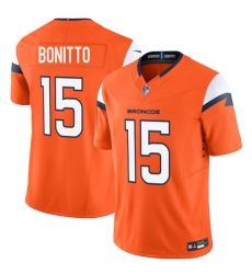 Men's Denver Broncos #15 Nik Bonitto Orange 2025 Draft F.U.S.E. Vapor Limited Football Stitched Jersey