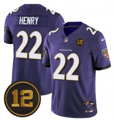 Men's Baltimore Ravens #22 Derrick Henry Purple 2025 F.U.S.E Jacoby Jones Vapor Limited Football Jersey