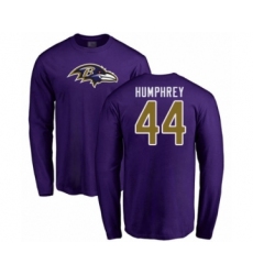 Football Baltimore Ravens #44 Marlon Humphrey Purple Name & Number Logo Long Sleeve T-Shirt