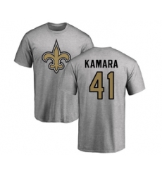 Football New Orleans Saints #41 Alvin Kamara Ash Name & Number Logo T-Shirt