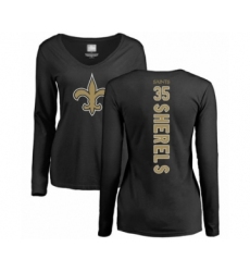 Football Women's New Orleans Saints #35 Marcus Sherels Black Backer Slim Fit Long Sleeve T-Shirt