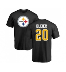 Football Pittsburgh Steelers #20 Rocky Bleier Black Name & Number Logo T-Shirt