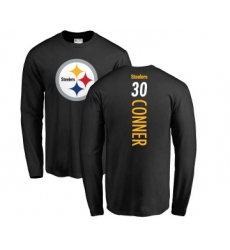 Football Pittsburgh Steelers #30 James Conner Black Backer Long Sleeve T-Shirt