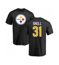 Football Pittsburgh Steelers #31 Donnie Shell Black Name & Number Logo T-Shirt