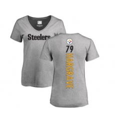 Football Women's Pittsburgh Steelers #79 Javon Hargrave Ash Backer V-Neck T-Shirt