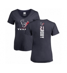Football Women's Houston Texans #21 Bradley Roby Navy Blue Backer T-Shirt