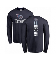 Football Tennessee Titans #11 A.J. Brown Navy Blue Backer Long Sleeve T-Shirt