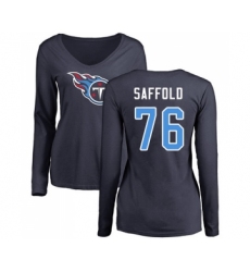 Football Women's Tennessee Titans #76 Rodger Saffold Navy Blue Name & Number Logo Long Sleeve T-Shirt