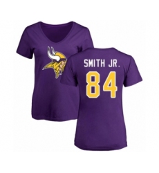 Football Women's Minnesota Vikings #84 Irv Smith Jr. Purple Name & Number Logo Slim Fit T-Shirt