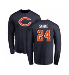 Football Chicago Bears #24 Buster Skrine Navy Blue Name & Number Logo Long Sleeve T-Shirt