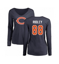 Football Women's Chicago Bears #88 Riley Ridley Navy Blue Name & Number Logo Long Sleeve T-Shirt