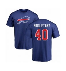 Football Buffalo Bills #40 Devin Singletary Royal Blue Name & Number Logo T-Shirt