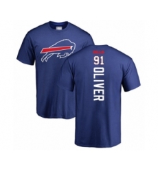 Football Buffalo Bills #91 Ed Oliver Royal Blue Backer T-Shirt