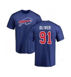Football Buffalo Bills #91 Ed Oliver Royal Blue Name & Number Logo T-Shirt
