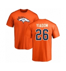 Football Denver Broncos #26 Isaac Yiadom Orange Name & Number Logo T-Shirt