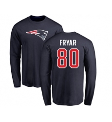 Football New England Patriots #80 Irving Fryar Navy Blue Name & Number Logo Long Sleeve T-Shirt