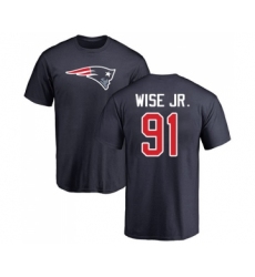 Football New England Patriots #91 Deatrich Wise Jr Navy Blue Name & Number Logo T-Shirt