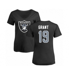 Football Women's Oakland Raiders #19 Ryan Grant Black Name & Number Logo T-Shirt