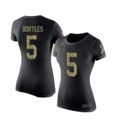 Women's Los Angeles Rams #5 Blake Bortles Black Camo Salute to Service T-Shirt
