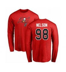 Football Tampa Bay Buccaneers #98 Anthony Nelson Red Name & Number Logo Long Sleeve T-Shirt