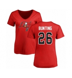 Football Women's Tampa Bay Buccaneers #26 Sean Bunting Red Name & Number Logo T-Shirt