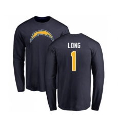 Football Los Angeles Chargers #1 Ty Long Navy Blue Name & Number Logo Long Sleeve T-Shirt
