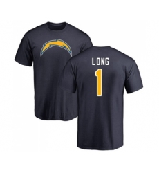 Football Los Angeles Chargers #1 Ty Long Navy Blue Name & Number Logo T-Shirt
