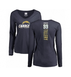 Football Women's Los Angeles Chargers #99 Jerry Tillery Navy Blue Backer Long Sleeve T-Shirt