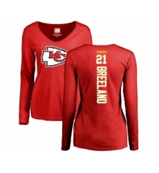 Football Women's Kansas City Chiefs #21 Bashaud Breeland Red Backer Slim Fit Long Sleeve T-Shirt