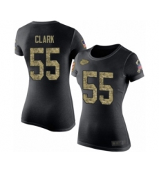 Football Women's Kansas City Chiefs #55 Frank Clark Black Camo Salute to Service T-Shirt