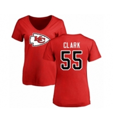 Football Women's Kansas City Chiefs #55 Frank Clark Red Name & Number Logo Slim Fit T-Shir