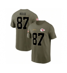 Men's Kansas City Chiefs #87 Travis Kelce 2022 Olive Salute to Service T-Shirt