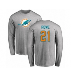 Football Miami Dolphins #21 Eric Rowe Ash Name & Number Logo T-Shirt