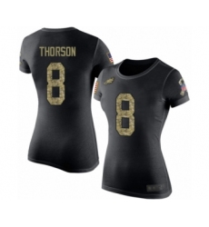 Women's Philadelphia Eagles #8 Clayton Thorson Black Camo Salute to Service T-Shirt