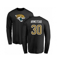 Football Jacksonville Jaguars #30 Ryquell Armstead Black Name & Number Logo Long Sleeve T-Shirt