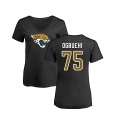 Football Women's Jacksonville Jaguars #75 Cedric Ogbuehi Black Name & Number Logo Slim Fit T-Shirt