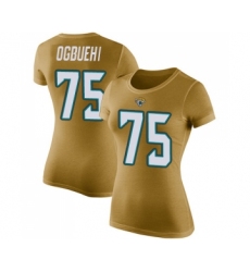Football Women's Jacksonville Jaguars #75 Cedric Ogbuehi Gold Rush Pride Name & Number T-Shirt