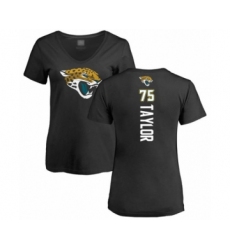 Football Women's Jacksonville Jaguars #75 Jawaan Taylor Black Backer V-Neck T-Shirt