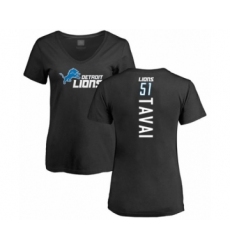 Football Women's Detroit Lions #51 Jahlani Tavai Black Backer T-Shirt