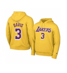 Men's Los Angeles Lakers #3 Anthony Davis 2021 Yellow Pullover Basketball Hoodie