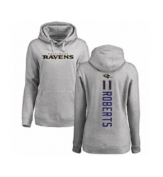 Football Women's Baltimore Ravens #11 Seth Roberts Ash Backer Pullover Hoodie