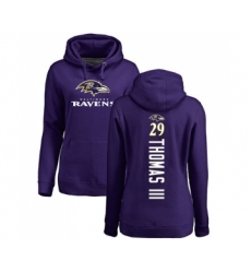Football Women's Baltimore Ravens #29 Earl Thomas III Purple Backer Pullover Hoodie