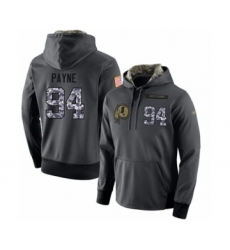 Football Washington Redskins #94 Da'Ron Payne Stitched Black Anthracite Salute to Service Player Performance Hoodie