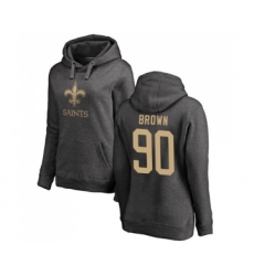 Football Women's New Orleans Saints #90 Malcom Brown Ash One Color Pullover Hoodie