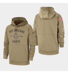 Men's New Orleans Saints Tan 2019 Salute to Service Sideline Therma Pullover Hoodie
