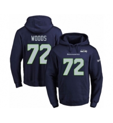 Football Men's Seattle Seahawks #72 Al Woods Navy Blue Name & Number Pullover Hoodie