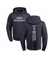Football Seattle Seahawks #5 Jason Myers Navy Blue Backer Pullover Hoodie