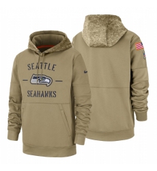 Men's Seattle Seahawks 2019 Salute to Service Tan Sideline Therma Pullover Hoodie