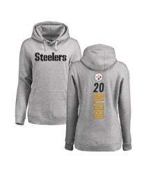 Football Women's Pittsburgh Steelers #20 Rocky Bleier Ash Backer Pullover Hoodie