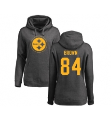 Football Women's Pittsburgh Steelers #84 Antonio Brown Ash One Color Pullover Hoodie